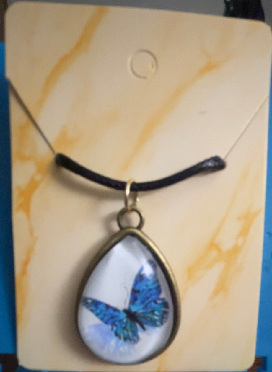 Floral and butterfly Pendent Necklace