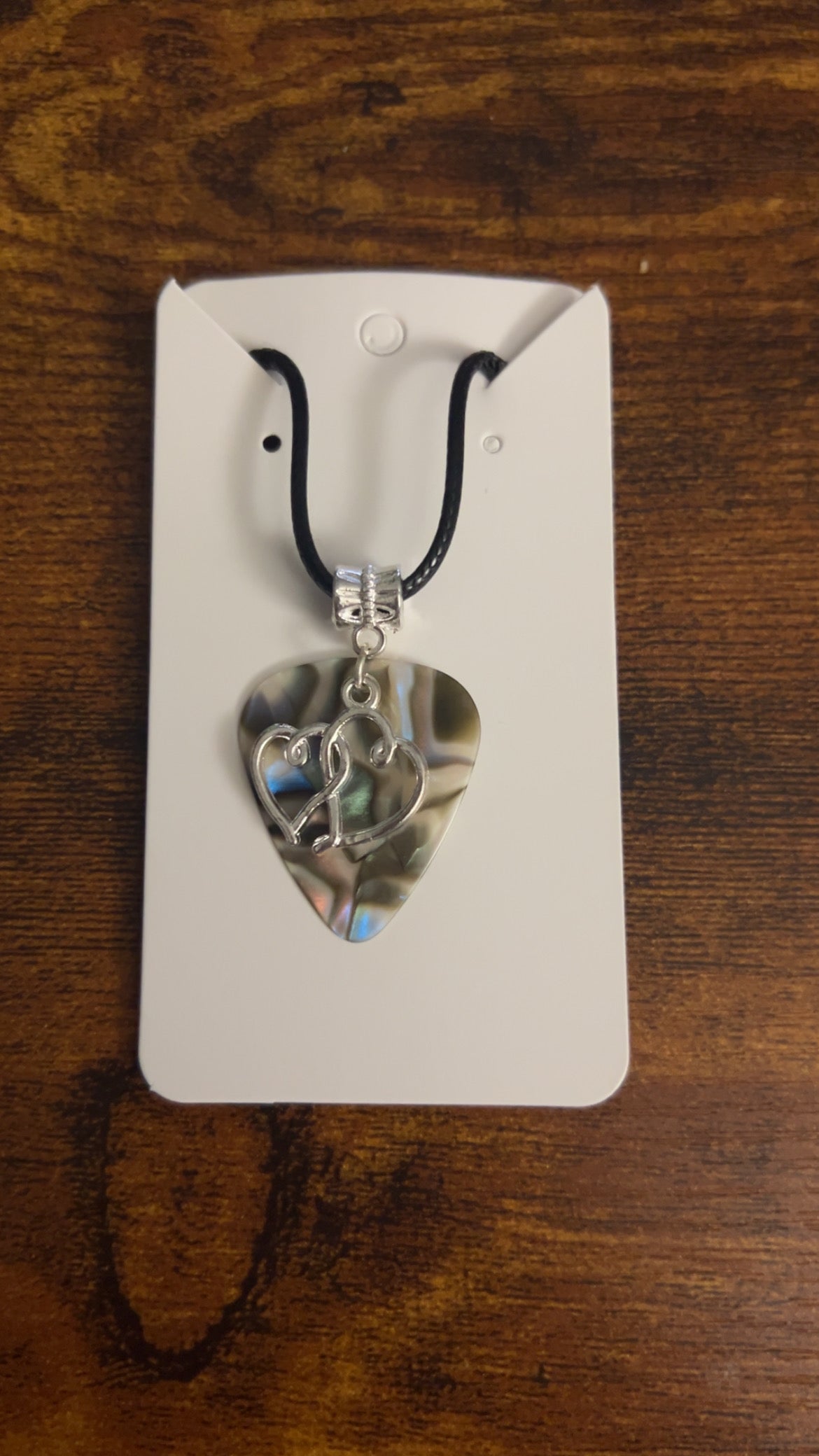 Double Heart Guitar Pick Necklace