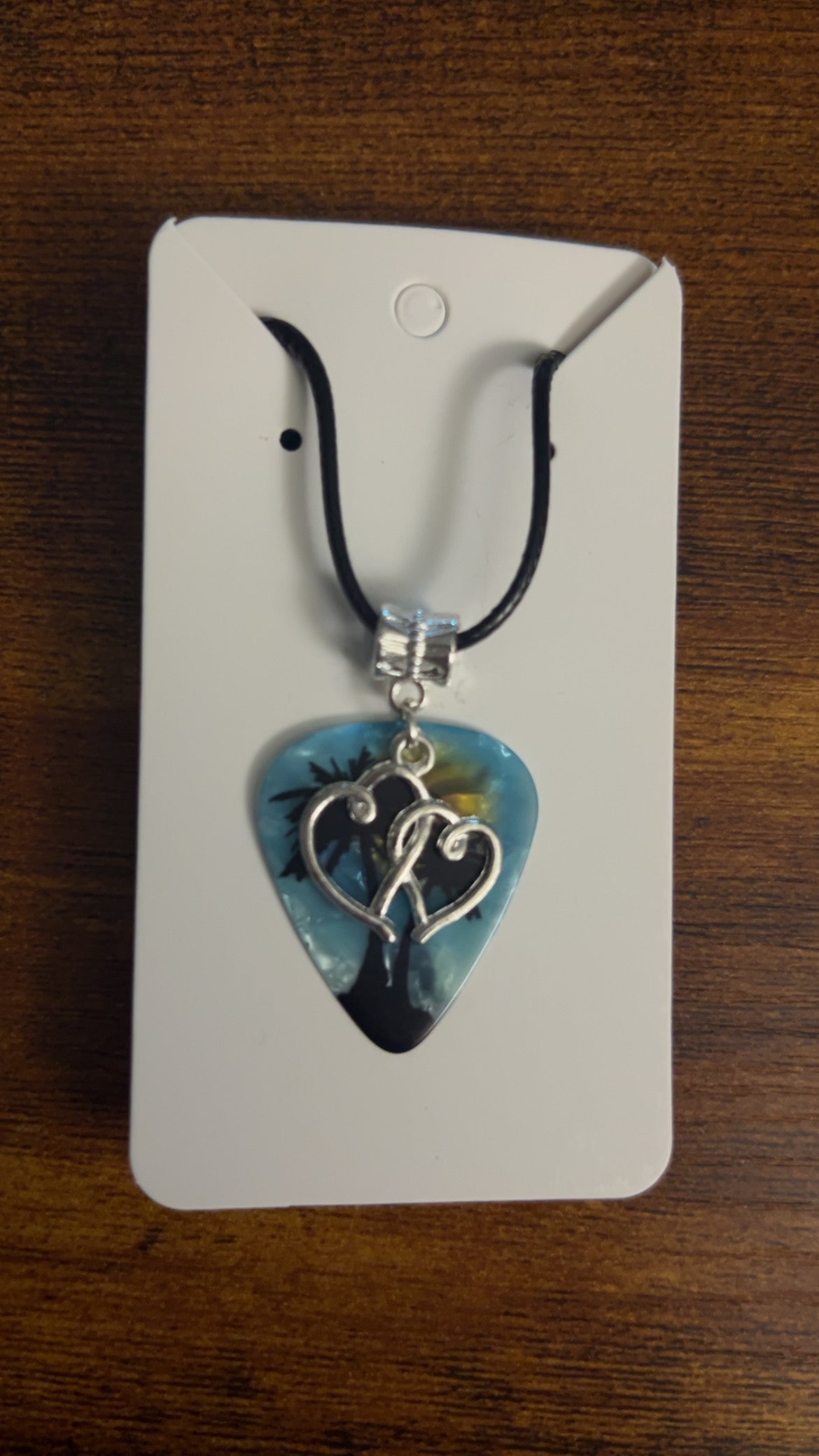 Double Heart Guitar Pick Necklace
