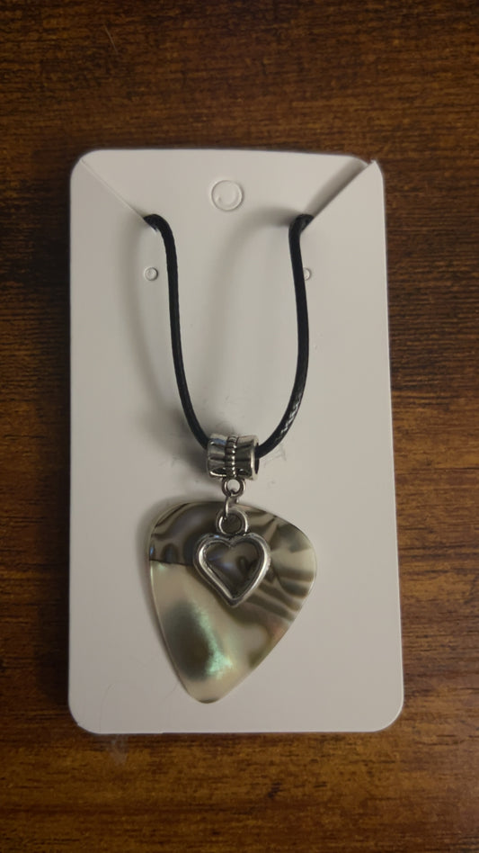 Single hollow heart Guitar pick necklace
