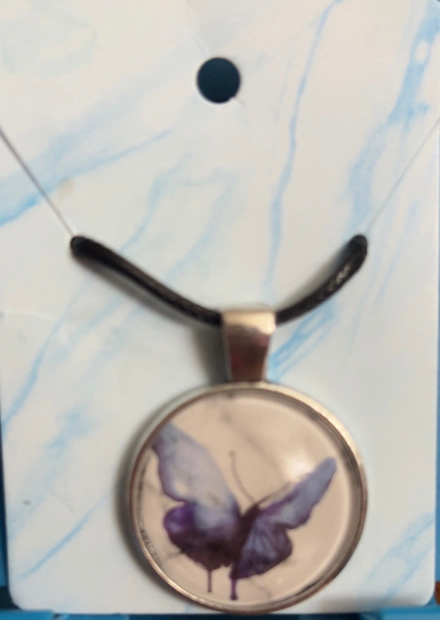 Floral and butterfly Pendent Necklace