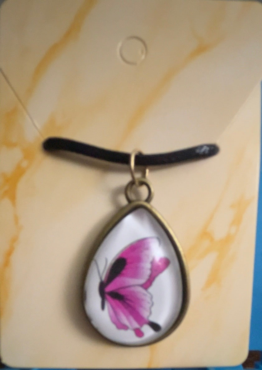 Floral and butterfly Pendent Necklace