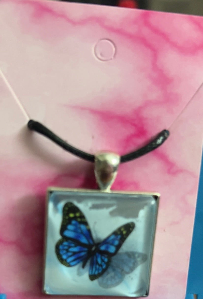 Floral and butterfly Pendent Necklace