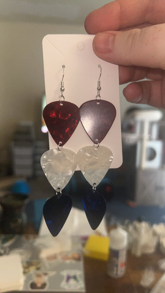 Red White and blue Dangle Earing