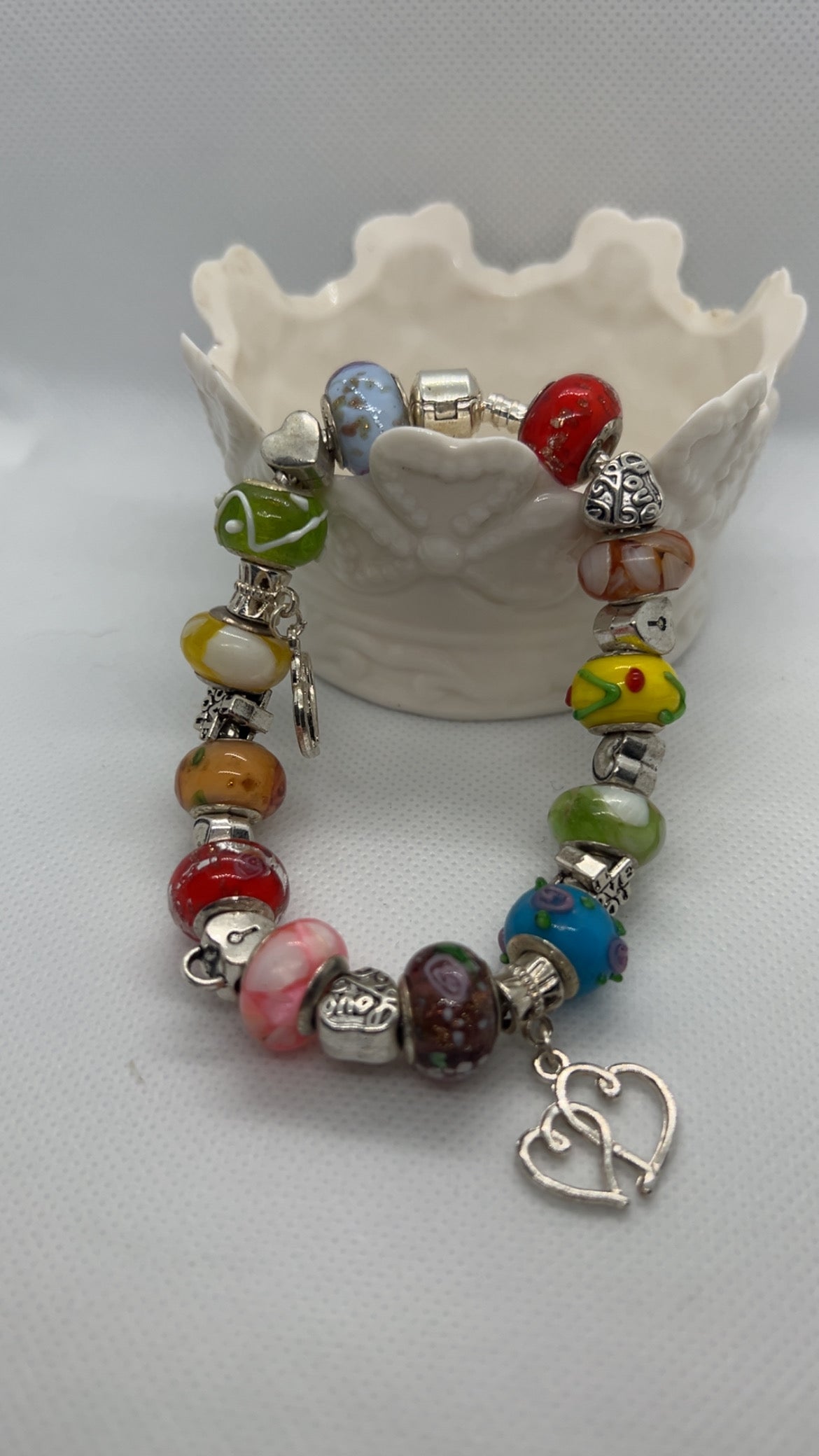 Glass bead charm bracelet