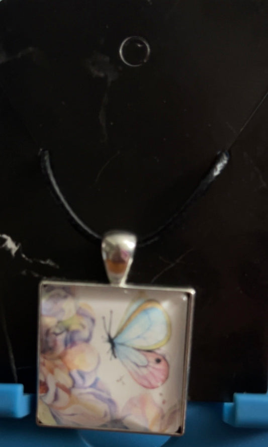 Floral and butterfly Pendent Necklace