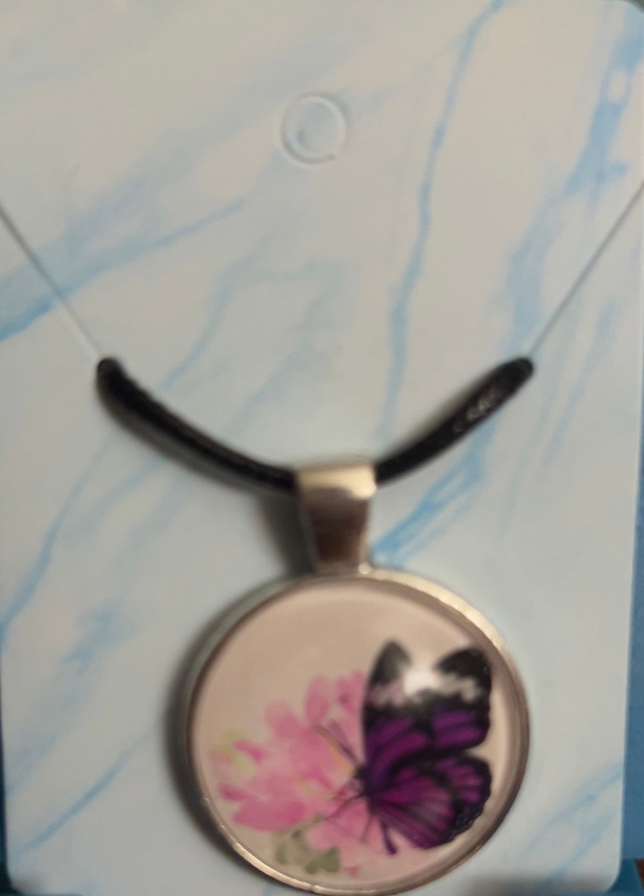 Floral and butterfly Pendent Necklace