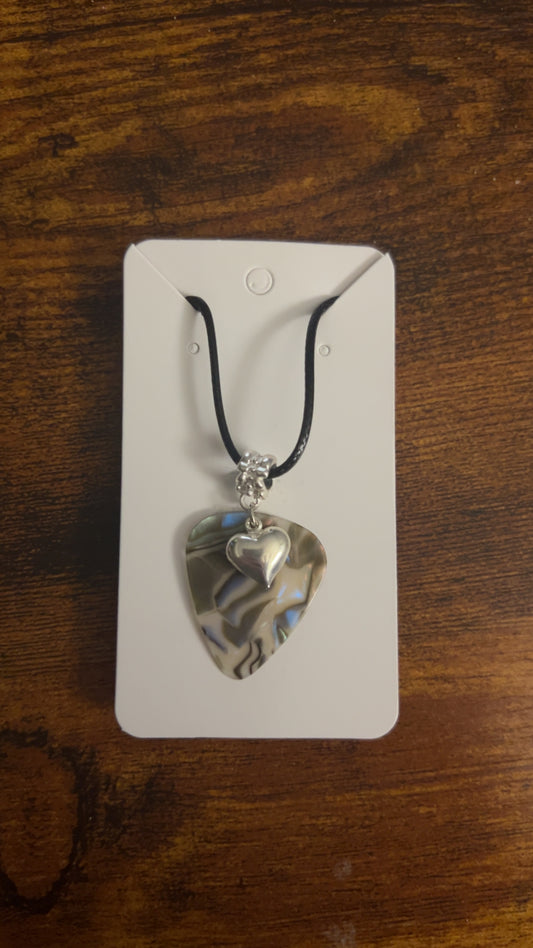 Single heart Guitar Pick Necklace